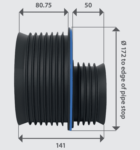 IC100-150P Icon Pushfit Coupling - 4" Clay Pipe, Iron & Plastic  to 6" Clay Pipe, Iron & Plastic