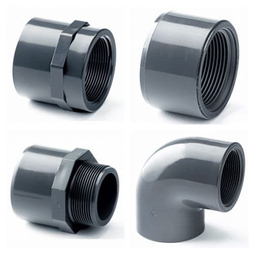 PVC Plain to Threaded Pipe Fittings - Metric