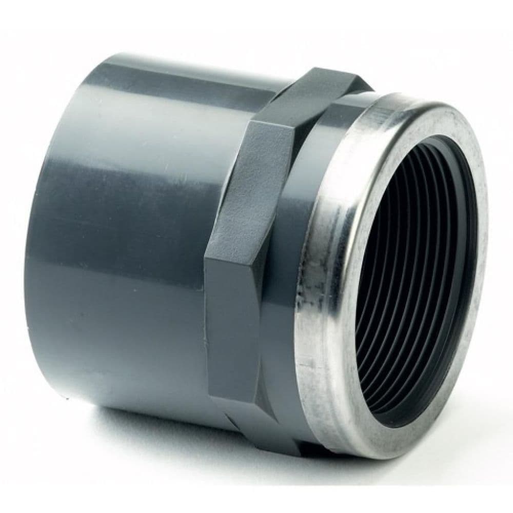 PVC Socket - SS Reinforced Plain to Threaded BSP Metric - All sizes