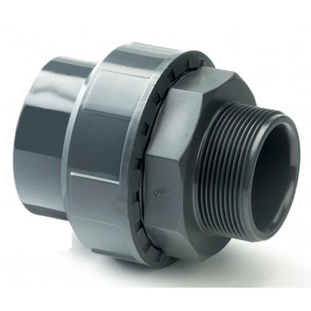 PVC Union - Male BSP Thread One End to Plain Female - All sizes
