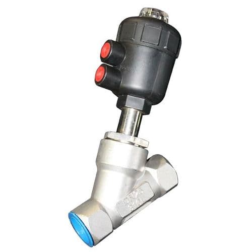 Stainless Steel Angle Seat Valve fitted with Single Acting PA Actuator