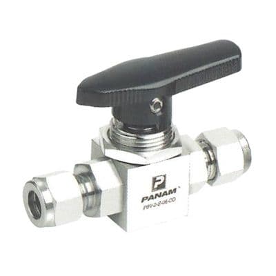 Stainless Steel Ball Valve  Compression Ends  Panel Mount  Metric