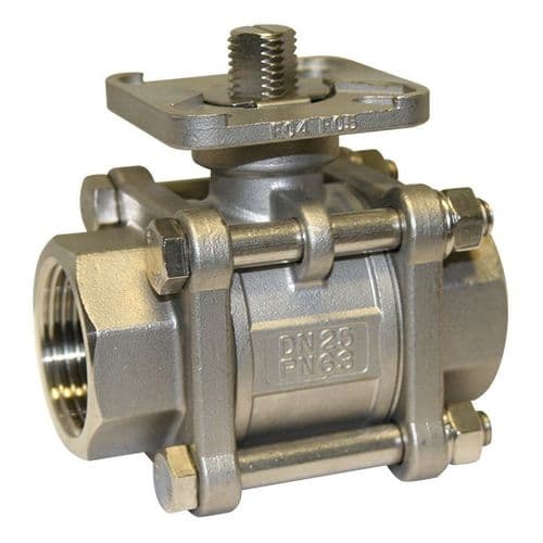 Stainless Steel Ball Valve  Three Piece  ISO Top