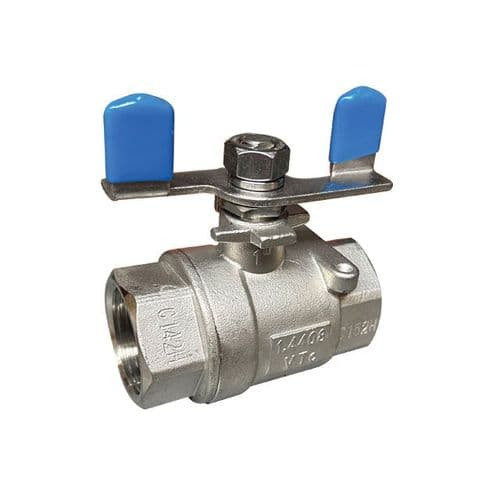 Stainless Steel Ball Valve  Two Piece  Butterfly Handle Operated  WRAS Approved