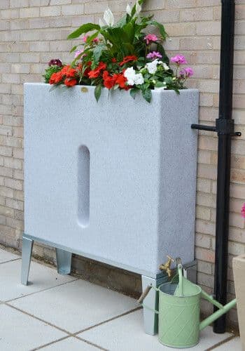 White Marble 250 Litre Water Butt Planter