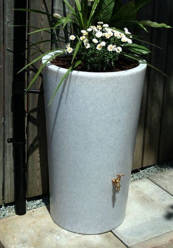 White Marble City Water Butt Planter - 180 Litre