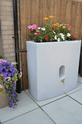 White Marble Oasis 375 Litre Water Butt Planter