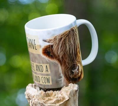 Coffee and A Highland Cow Personalised HIghland Cow Mug with your own message