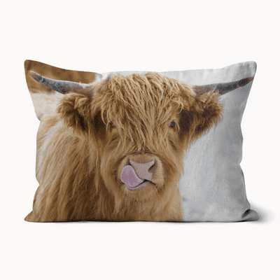 Licky Cow Linen Cushion 19x13cm