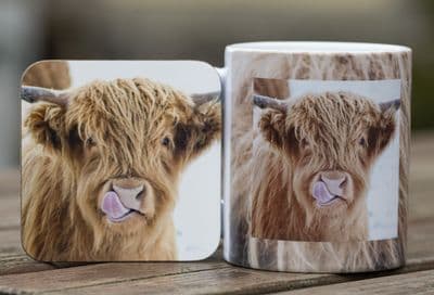 Licky Cow Mug and Coaster Set