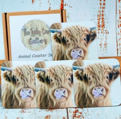 Set of Four Matching Licky Cow Coasters