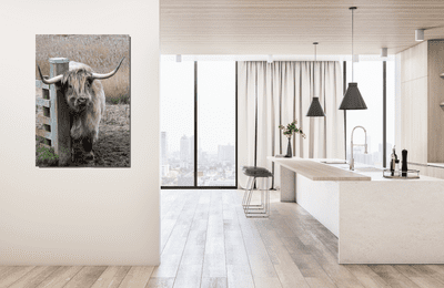 The Scratching Post Highland Cow Premium Canvas Print