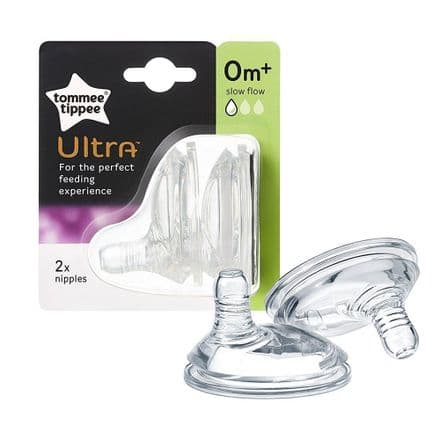 Tommee Tippee Ultra Baby Bottle Teats 2 Pack 0 Months Plus