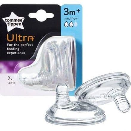 Tommee Tippee Ultra Baby Bottle Teats 2 Pack 3 Months Plus
