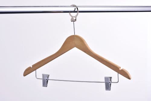 MWHLSKC Wooden Hotel Skirt Hanger with Metal Ring
