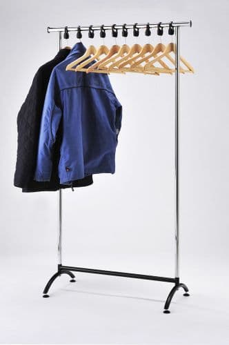 RACK51/WH Office Coat Rail with wooden anti-theft hangers