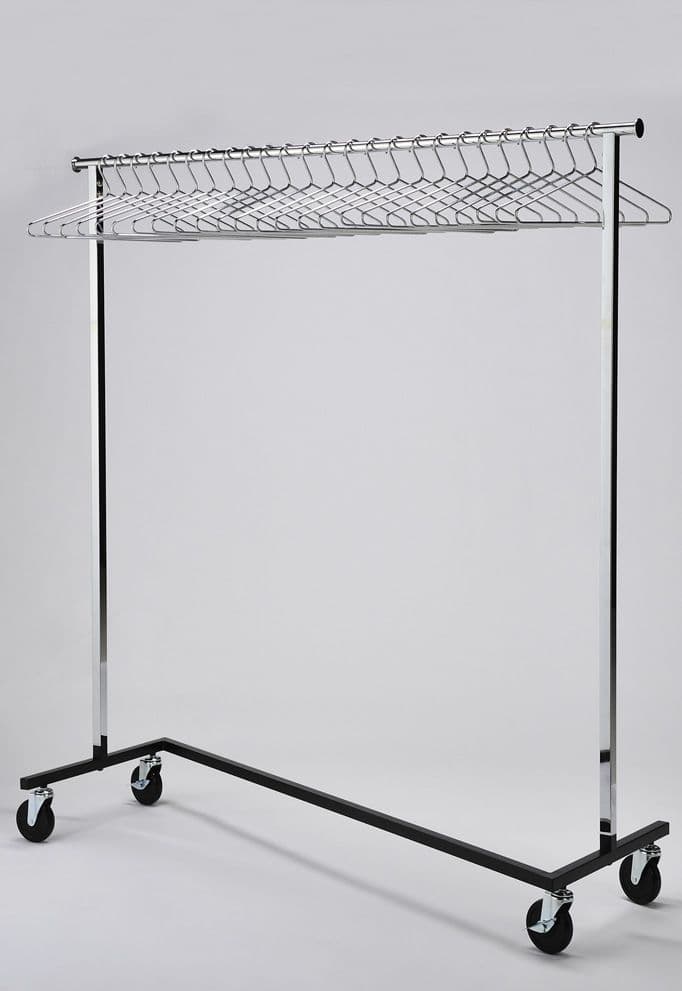 RACK52/KRH Mobile Chrome Rail with hooked chrome hangers