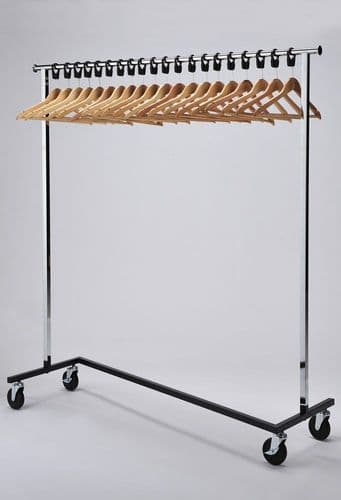 RACK52/WH Mobile Chrome Rail with wooden anti-theft hangers