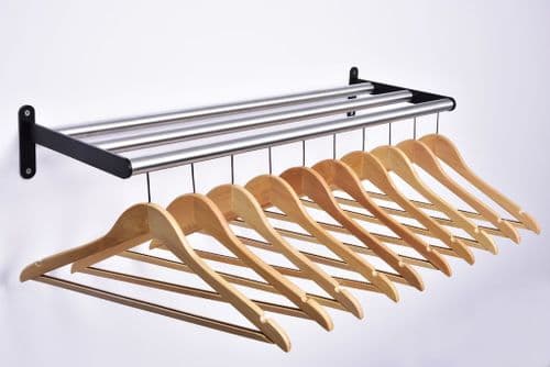 WRACK/WH Wall coat rack with wood hangers