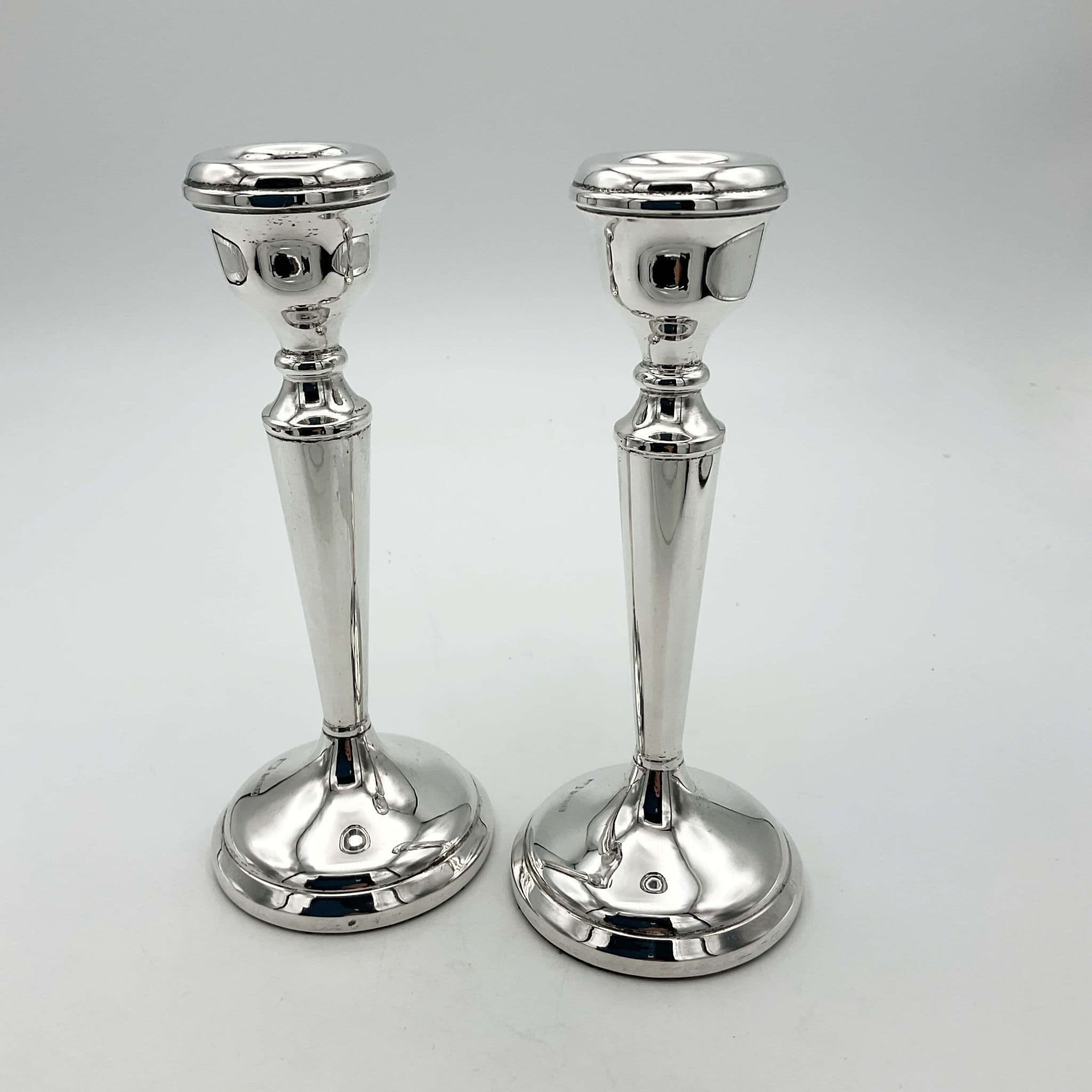 Pair of Silver Candlestick Holders 1970s Hallmarks