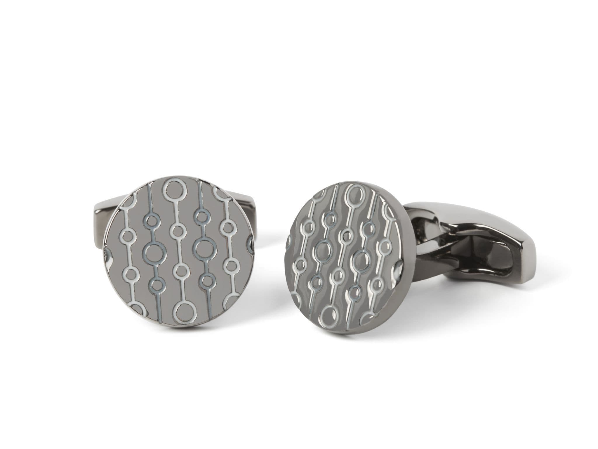 70's Enamel Chain Gunmetal Cufflink
 