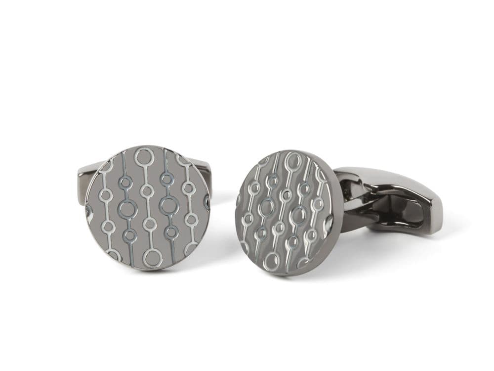70 s Enamel Chain Gunmetal Cufflink