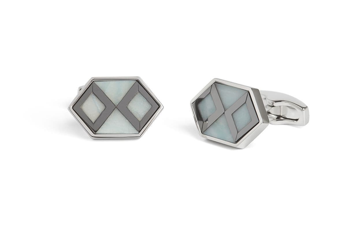 Amazonite Deco Hexagon Cufflinks