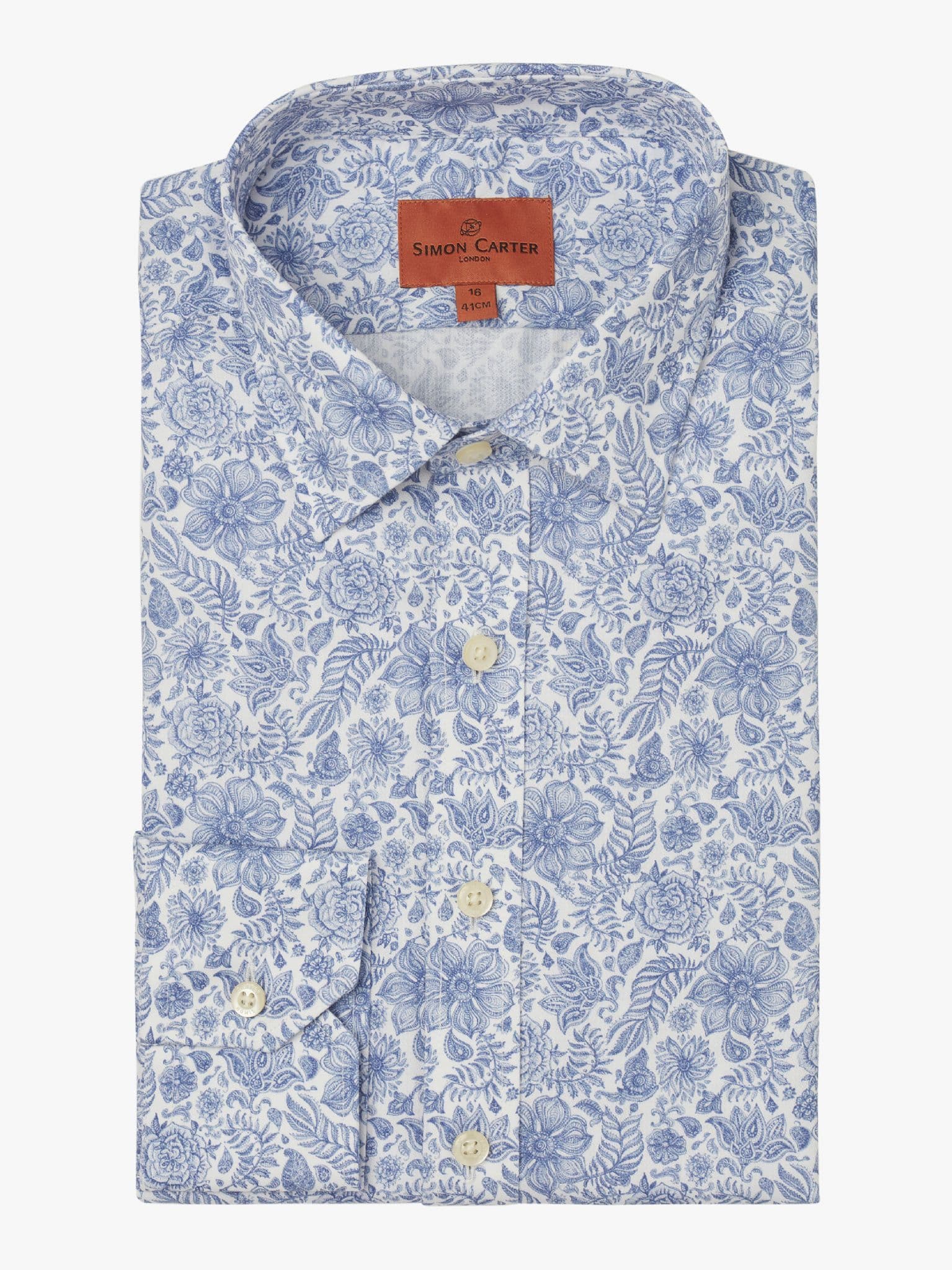 Blue Floral Sketch Shirt - 15
 