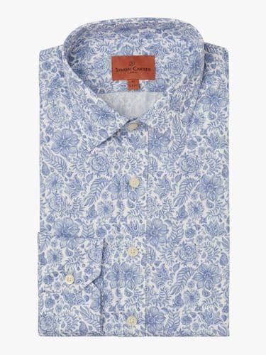 Blue Floral Sketch Shirt