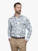 Blue Palm Linen Shirt