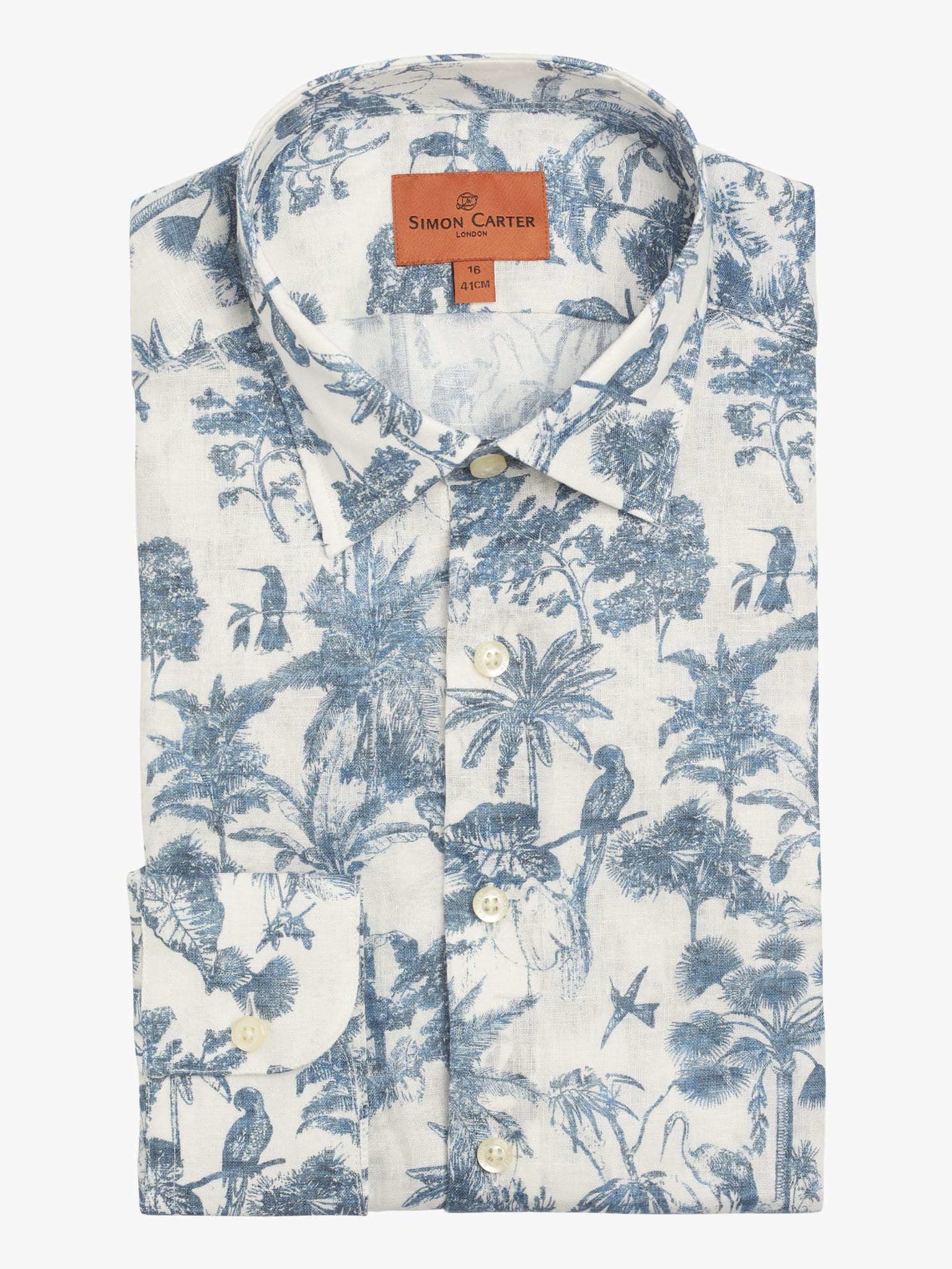 Blue Palm Linen Shirt - 15