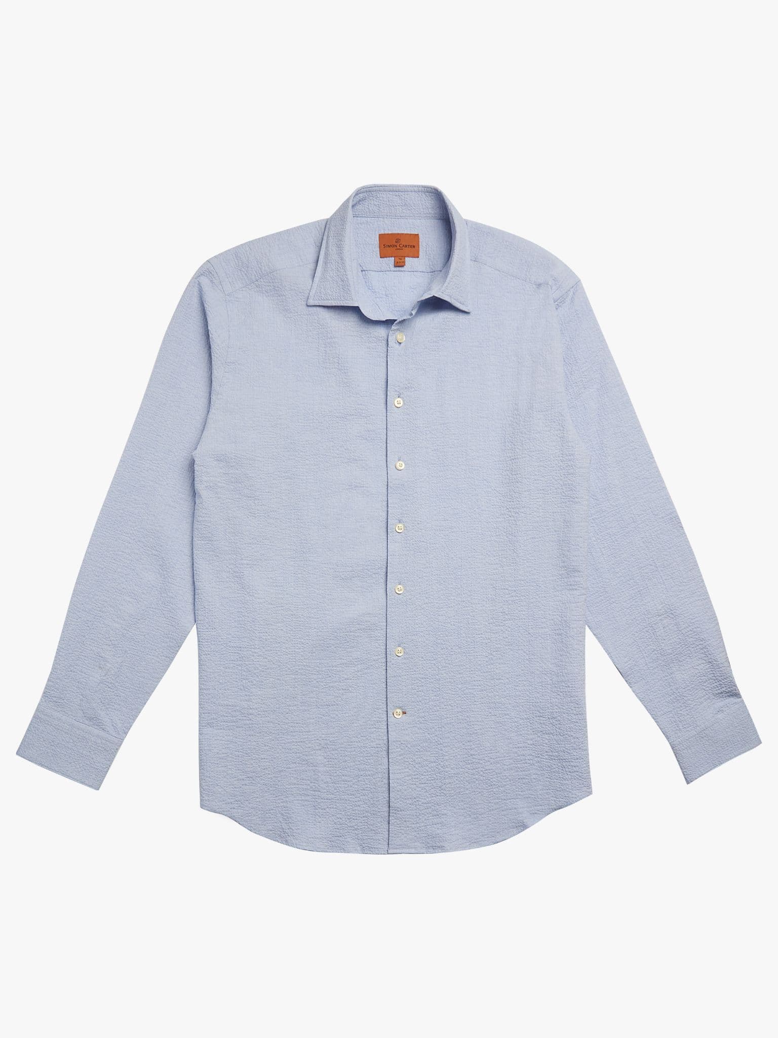 Side view of Blue Seersucker Shirt - 15