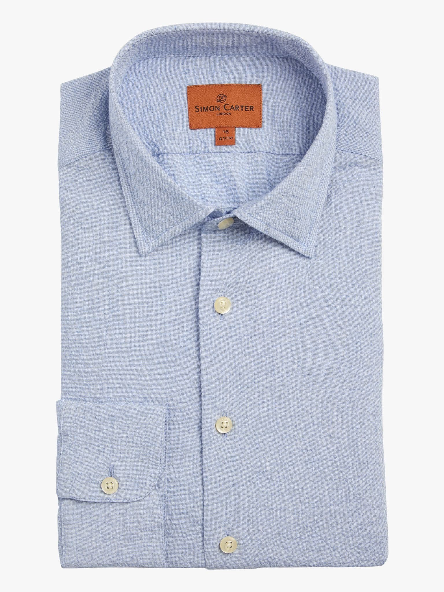 Blue Seersucker Shirt - 16.5-image-16687519138