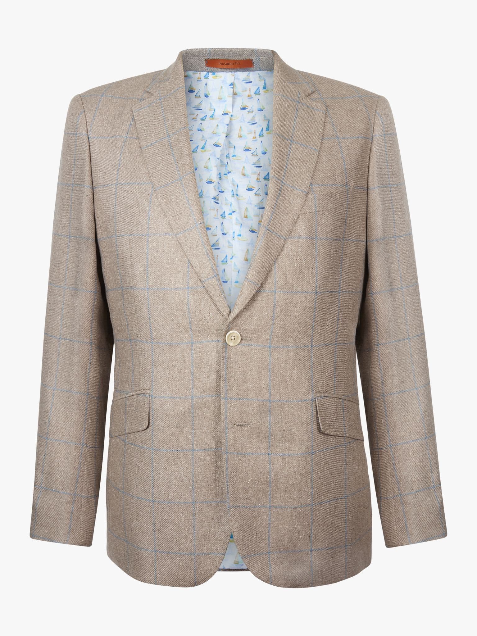 Blue Silk Windowpane Jacket - 40
 