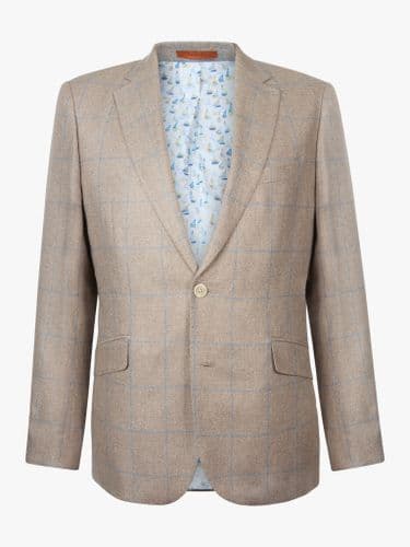 Blue Silk Windowpane Jacket