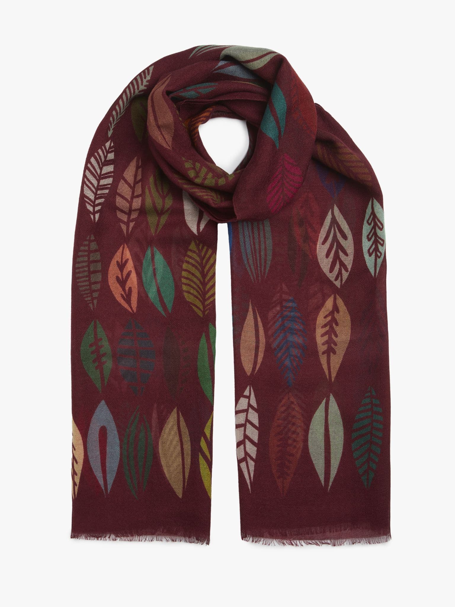 Burgundy Leaves Scarf