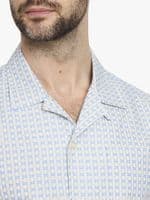 Cream and Blue Dobby Shirt
