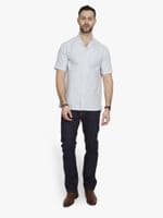 Cream and Blue Dobby Shirt