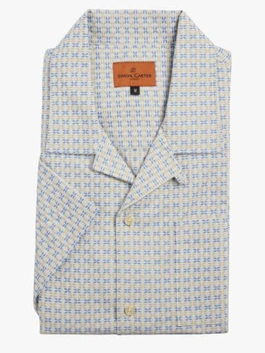Cream and Blue Dobby Shirt