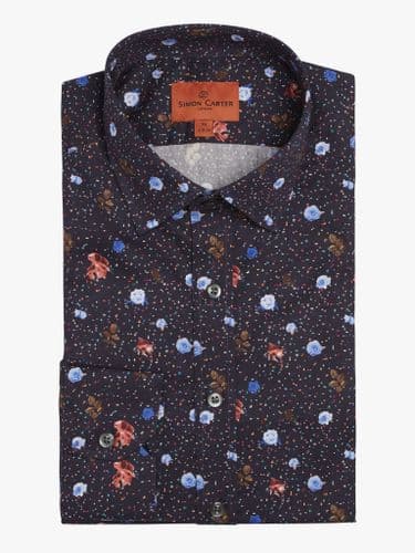 Digital Rose Fish Navy Shirt