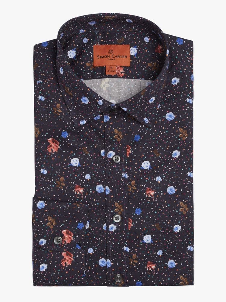 Digital Rose Fish Navy Shirt