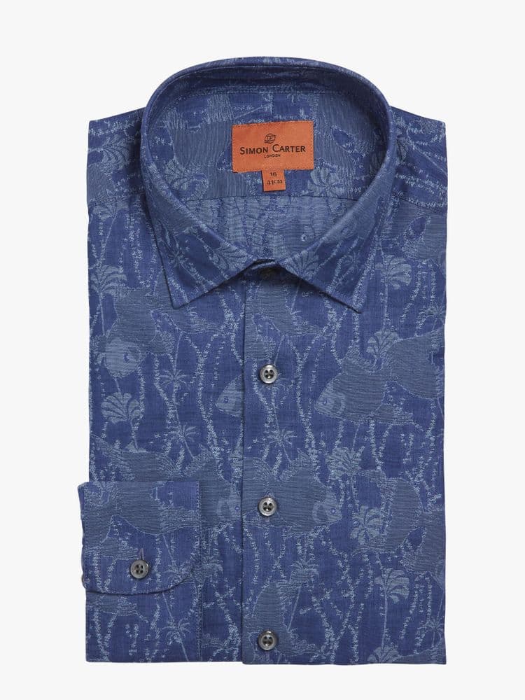 Micro Jacquard Navy Shirt main image 0