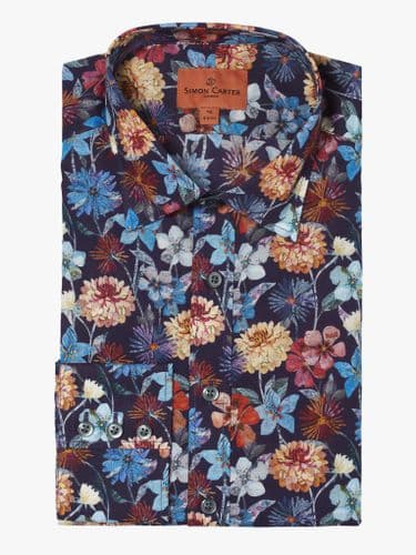 Floral Letters Shirt Navy