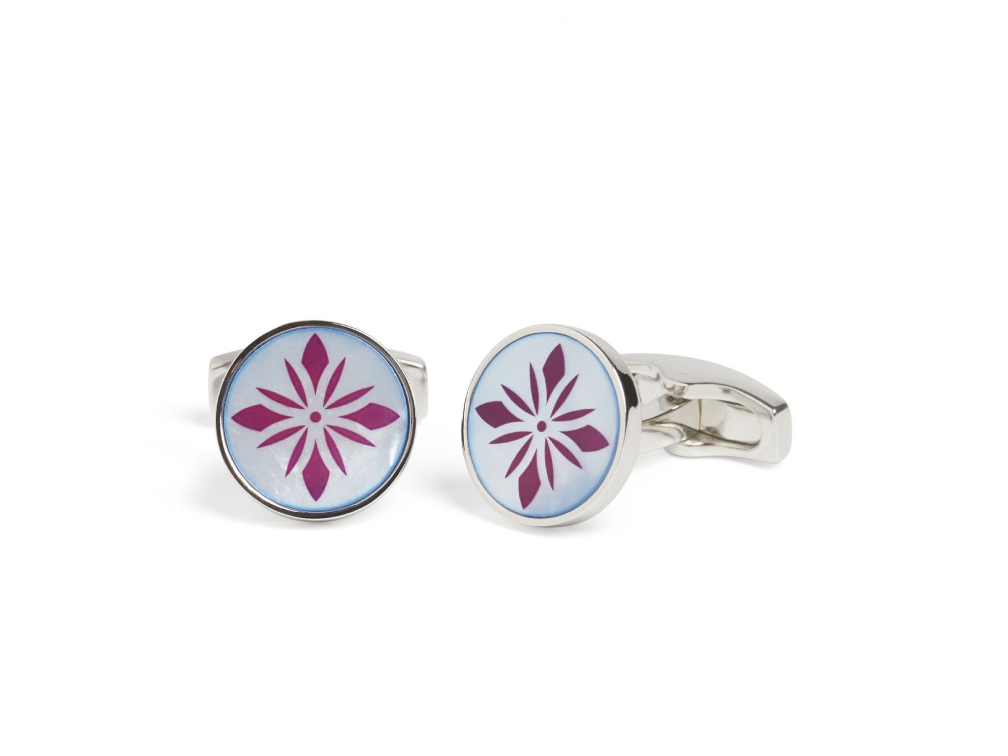 Flower Print Blue MoP Cufflink
 