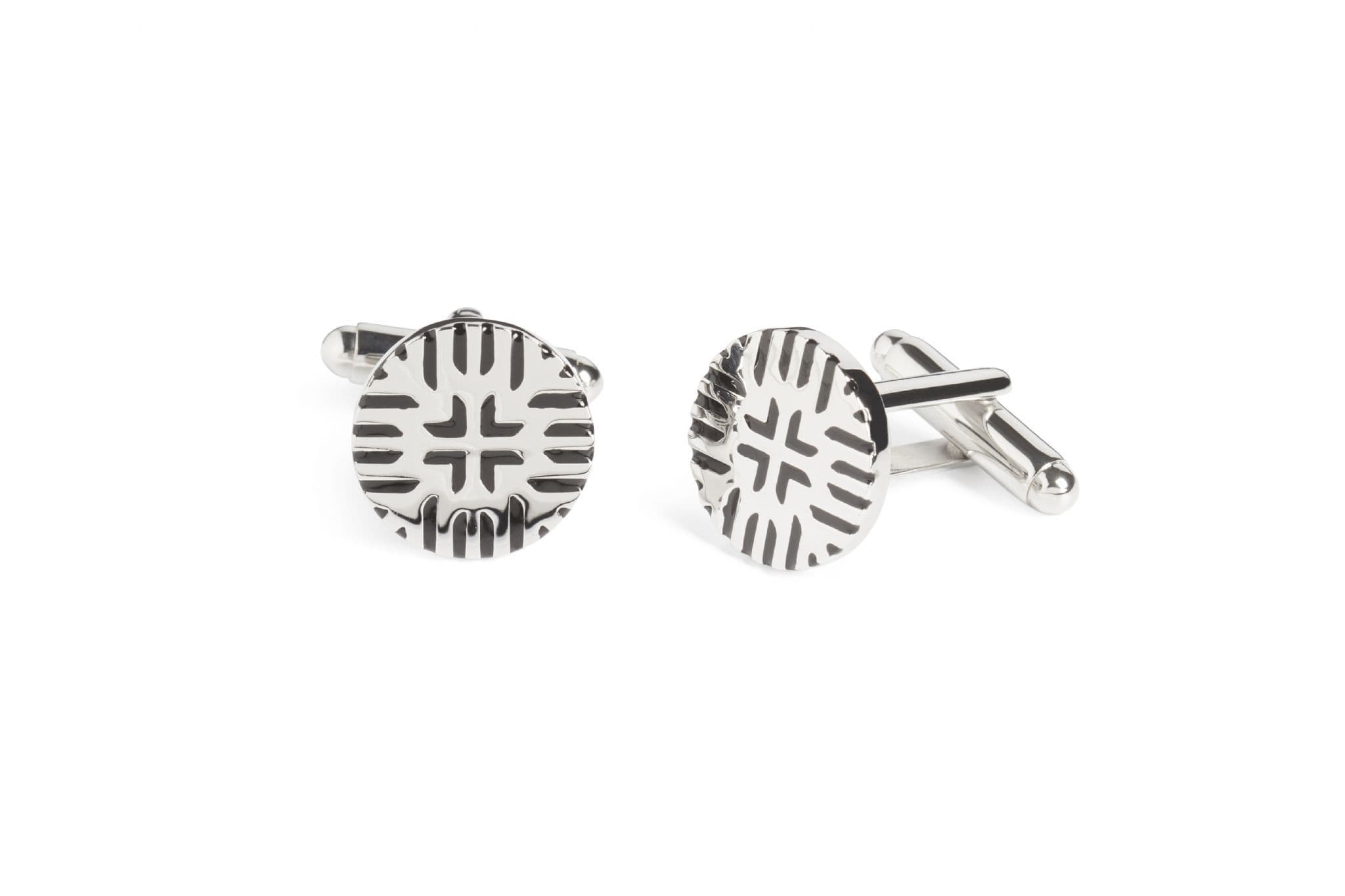 Hatched Button Cufflink
 