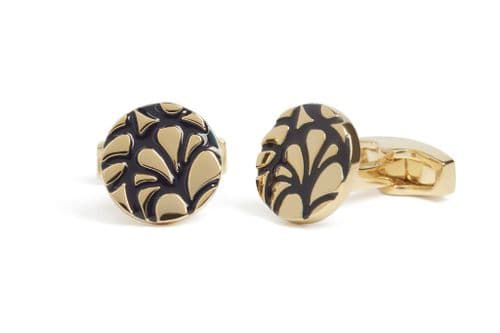 Hibiscus Navy and Gold Cufflink