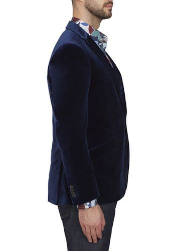 Indigo Velvet Jacket With Crystal Belt And Borders