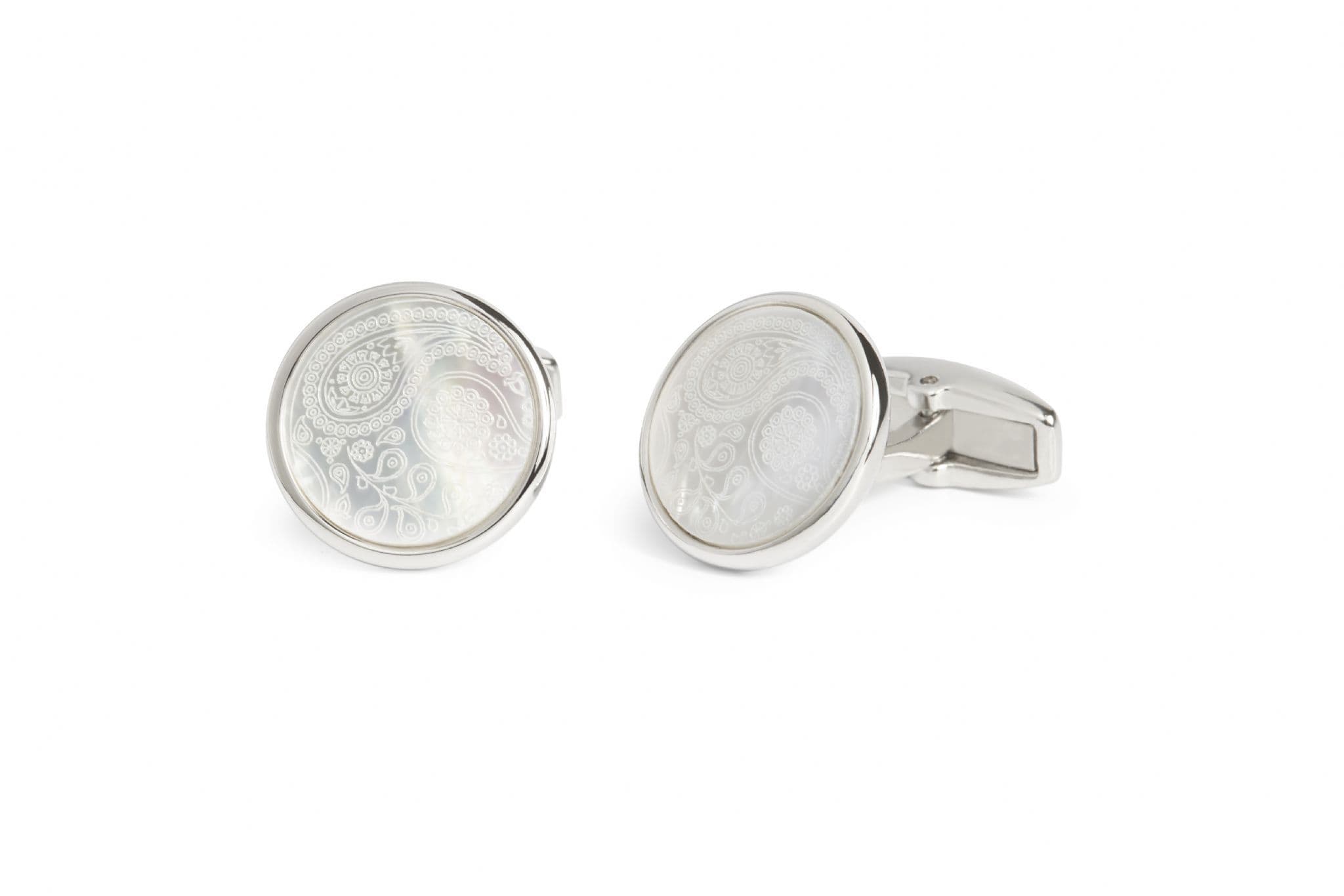 Made in England Paisley MOP /Rhodium Cufflinks
 