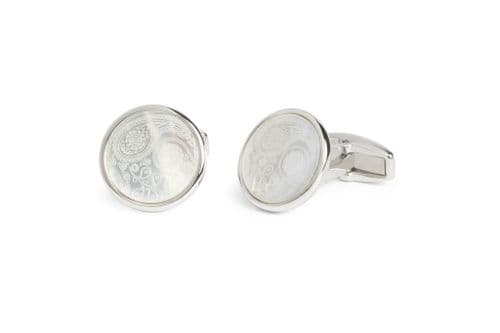 Made in England Paisley MOP /Rhodium Cufflinks