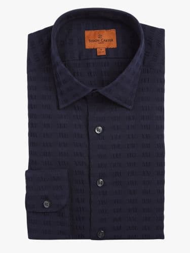 Navy Seersucker Shirt
